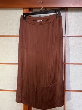 Copper Brown Satin Amour Vert Pleated Skirt Large